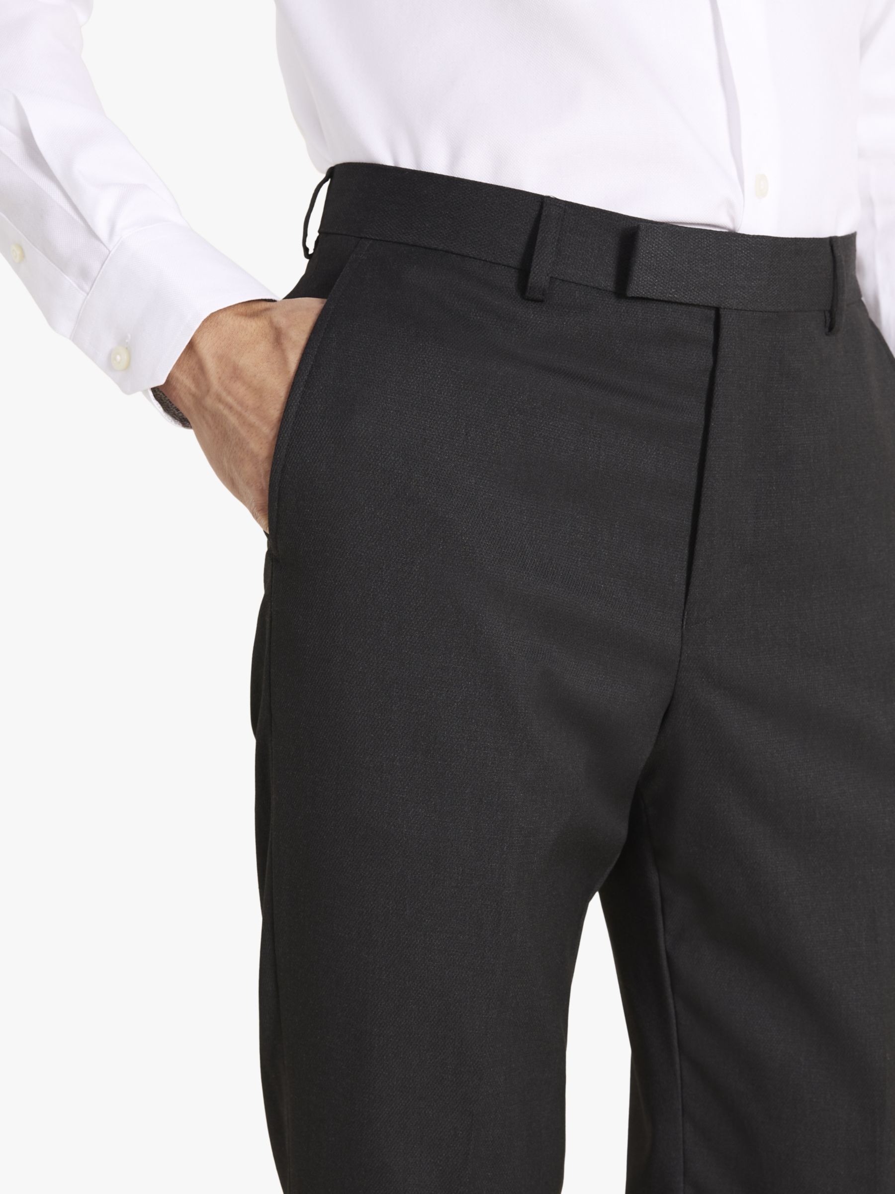 Moss 1851 Tailored Fit Stretch Trousers, Charcoal at John Lewis & Partners