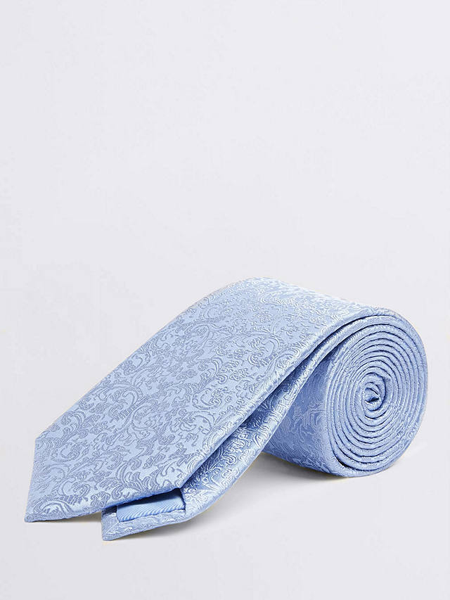 Moss Floral Swirl Silk Tie, Blue