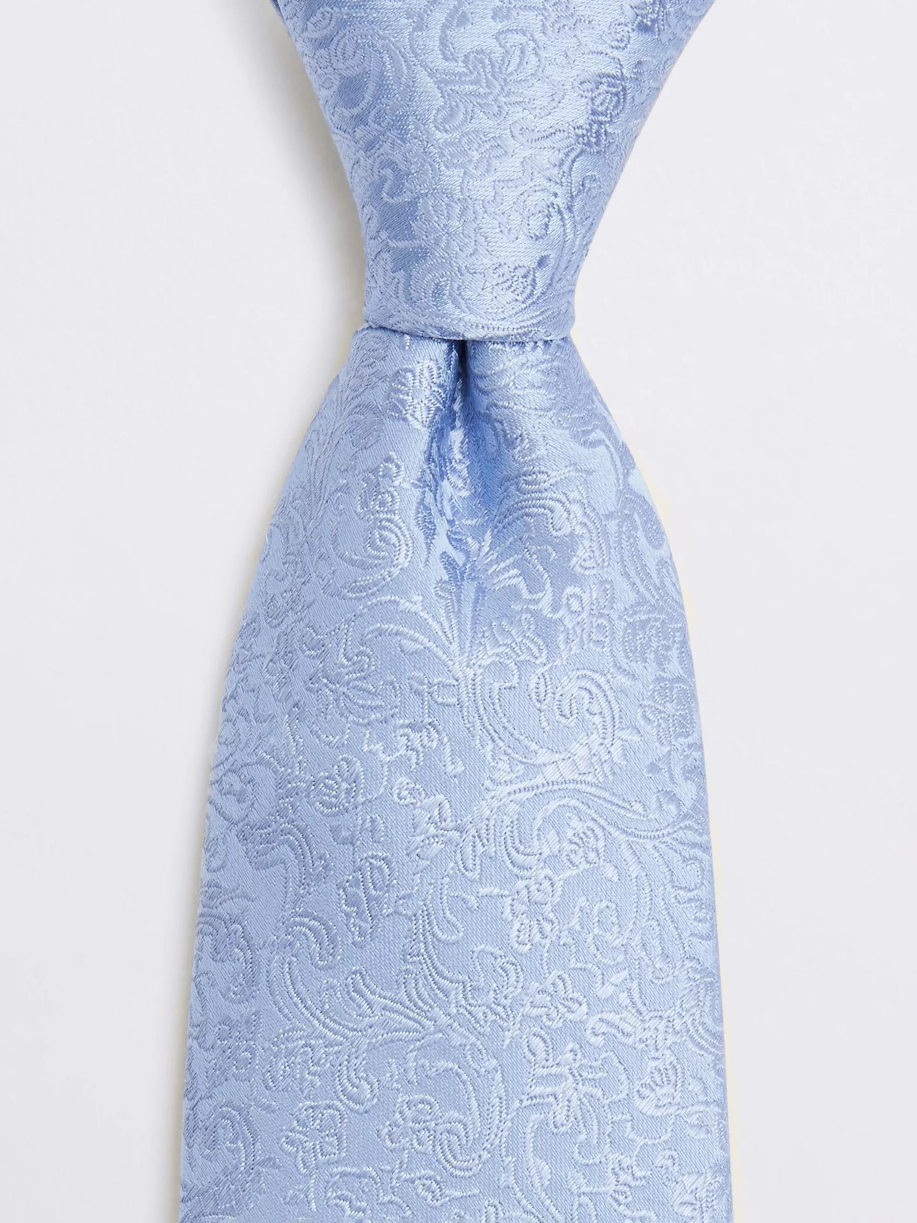 Moss Floral Swirl Silk Tie, Blue, One Size