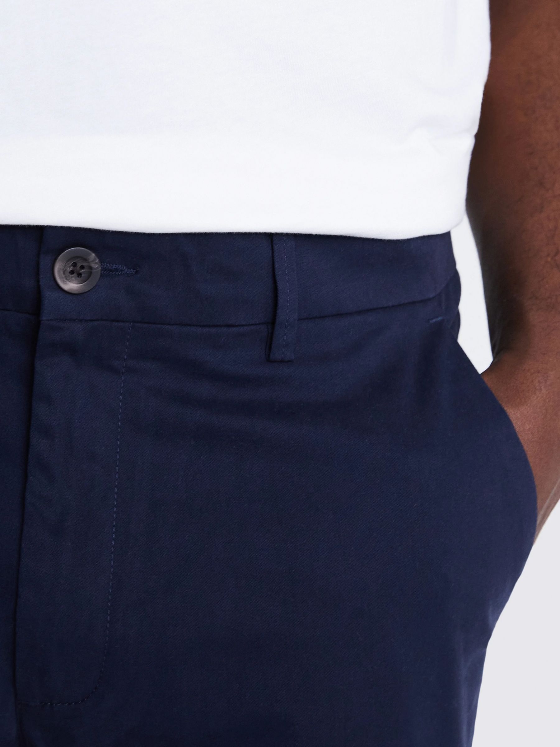Moss Tailored Stretch Chinos, Navy at John Lewis & Partners