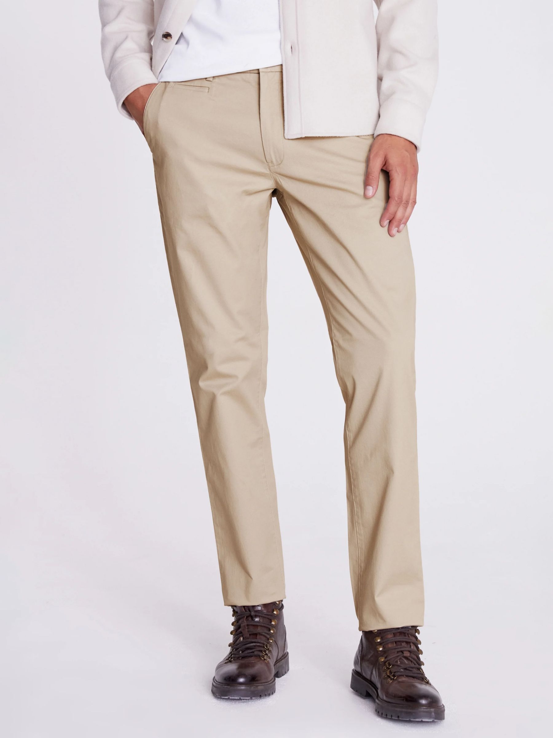 Moss Tailored Stretch Chinos, Stone at John Lewis & Partners
