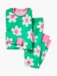 Mini Boden Kids' Daisy Snug Glow-In-The-Dark Print Pyjamas, Green
