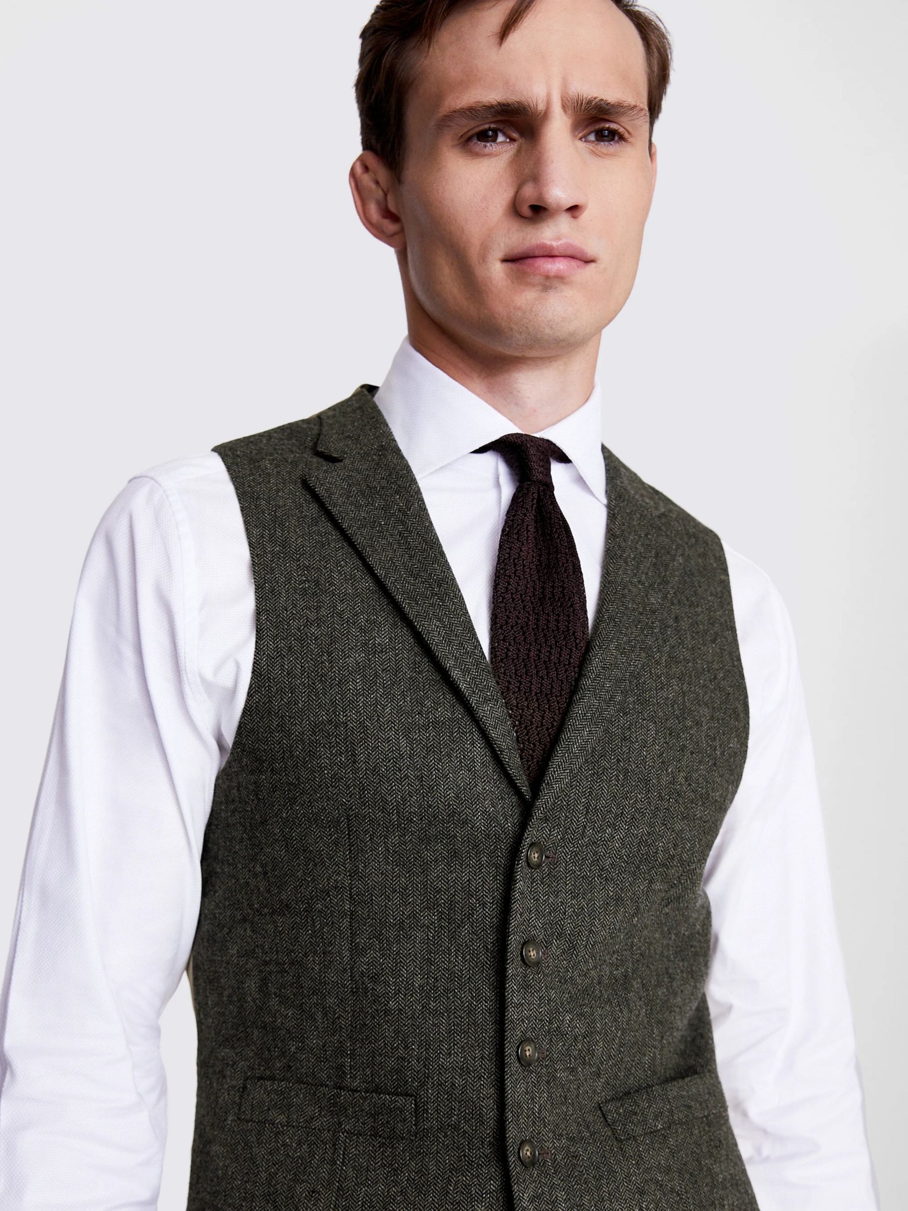 Buy Moss Tailored Fit Herringbone Waistcoat Online at johnlewis.com