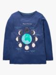 Mini Boden Kids' Phases Of The Moon Glow-In-The-Dark Top, Navy