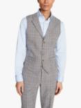 Moss 1851 Tailored Fit Check Waistcoat, Blue/Tan