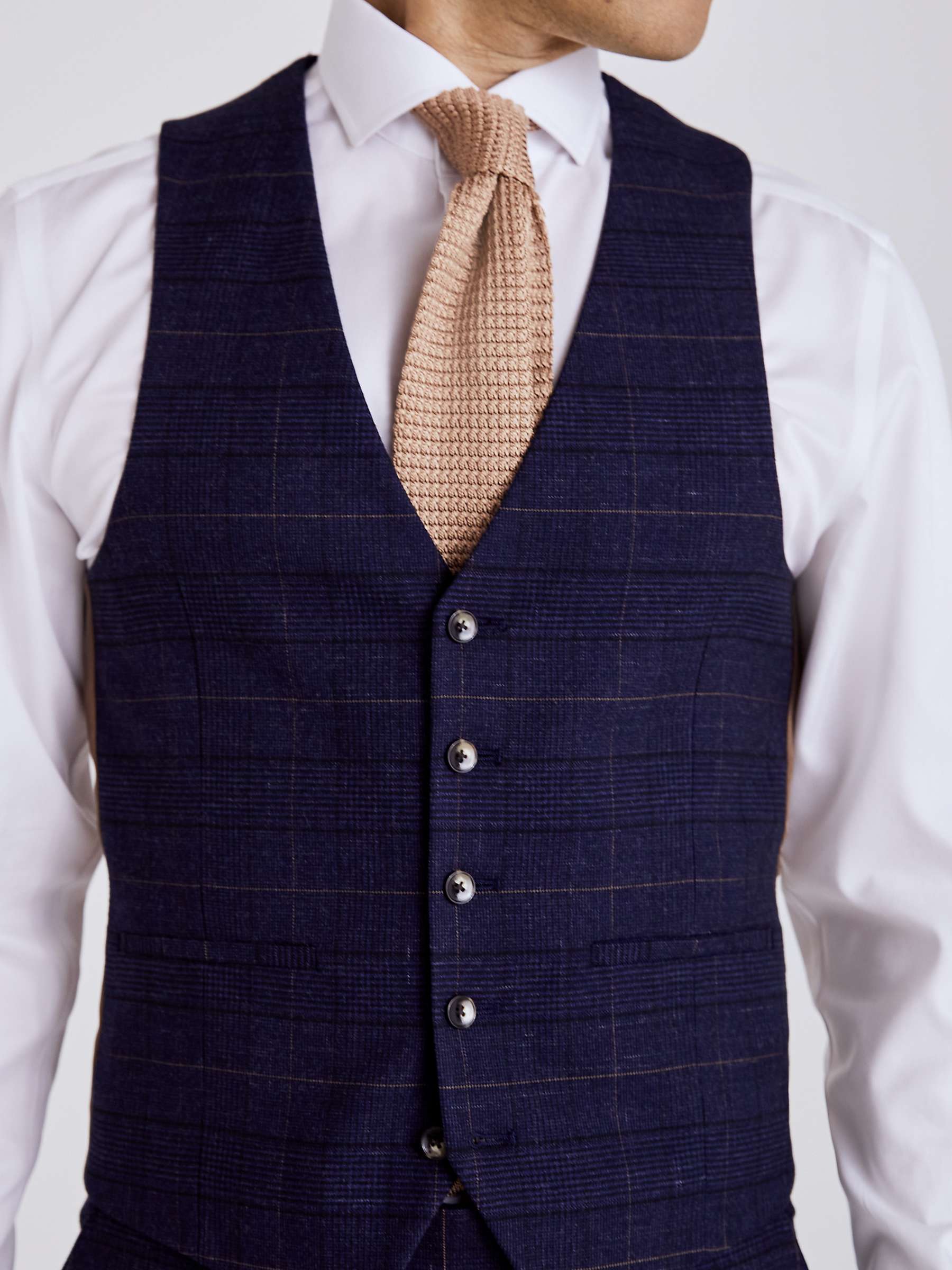 Buy Moss Tailored Fit Check Waistcoat, Navy/Black Online at johnlewis.com