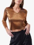 French Connection Taina Metallic Pleated Top, Gold