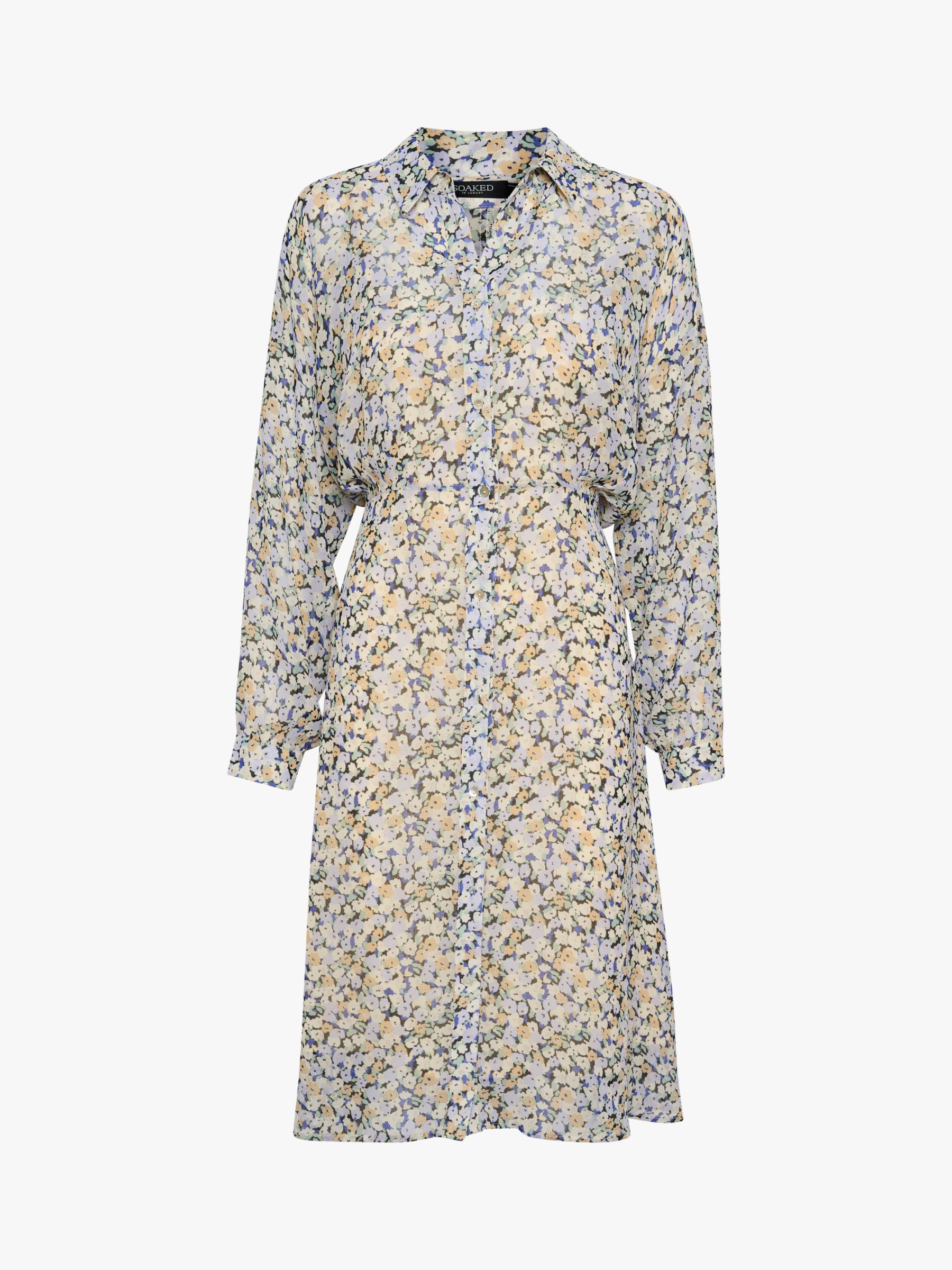 Soaked In Luxury Josefine Floral Print Midi Shirt Dress, Cosmic Sky at ...