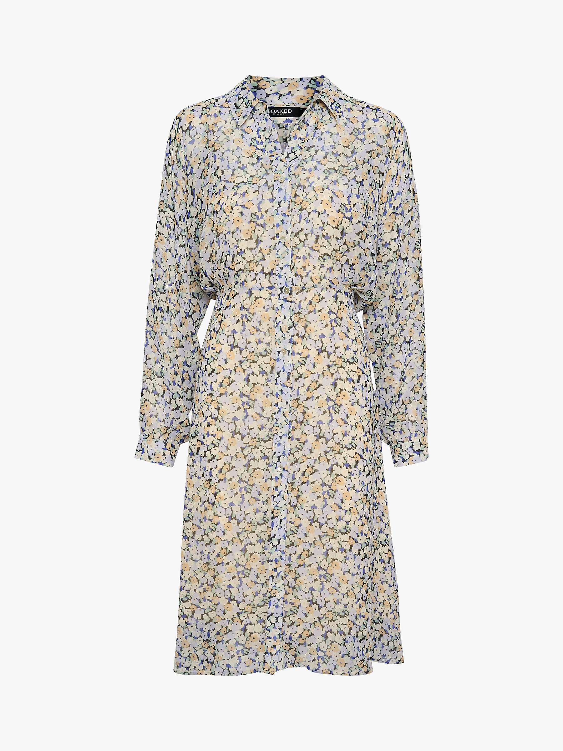 Buy Soaked In Luxury Josefine Floral Print Midi Shirt Dress, Cosmic Sky Online at johnlewis.com
