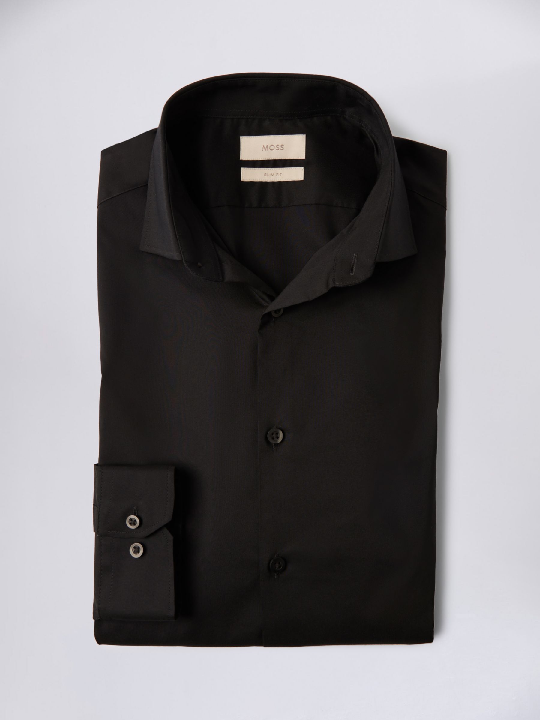 Moss Slim Stretch Shirt, Black, 13.5