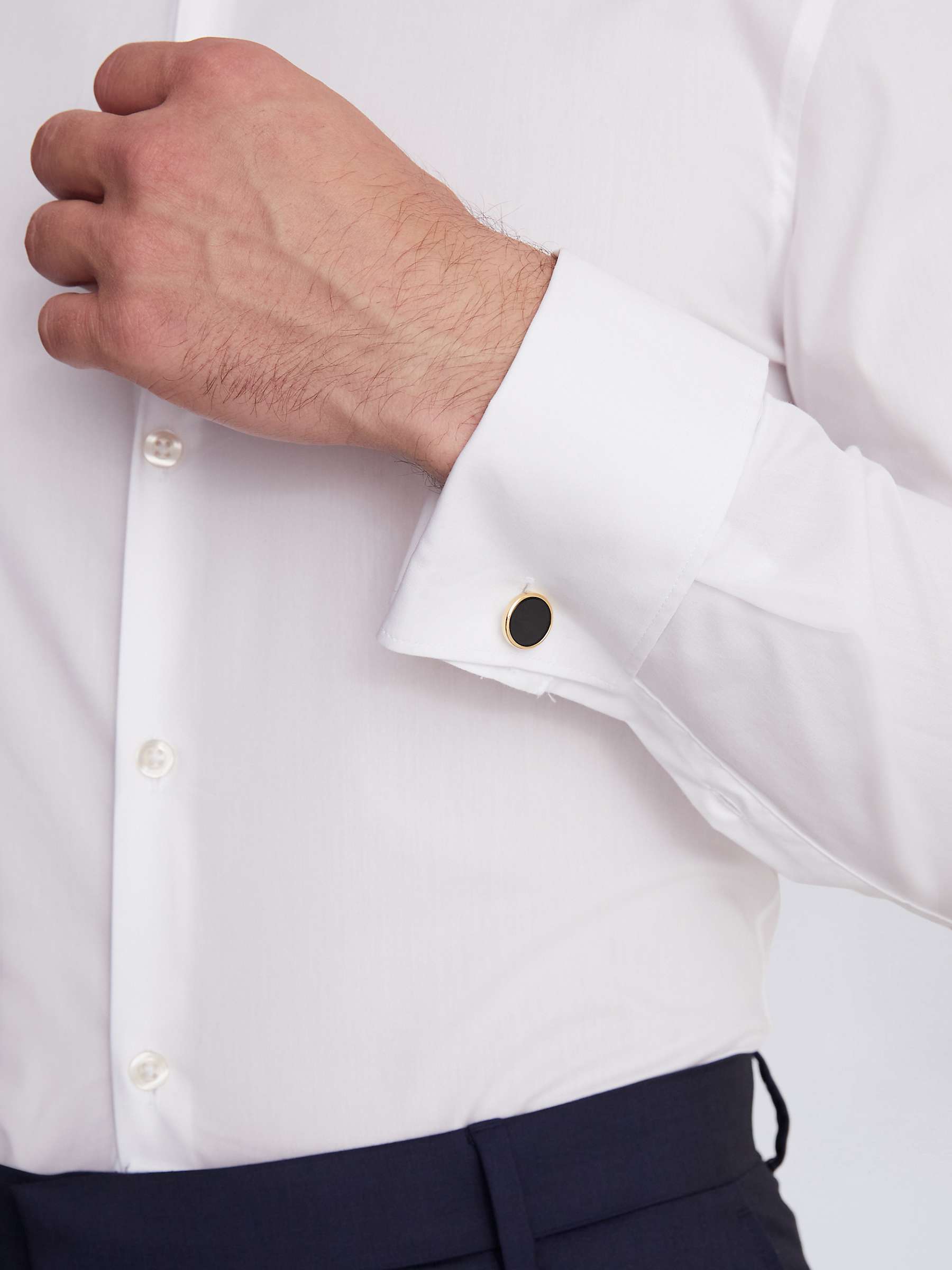 Buy Moss Slim Double Cuff Stretch Shirt, White Online at johnlewis.com