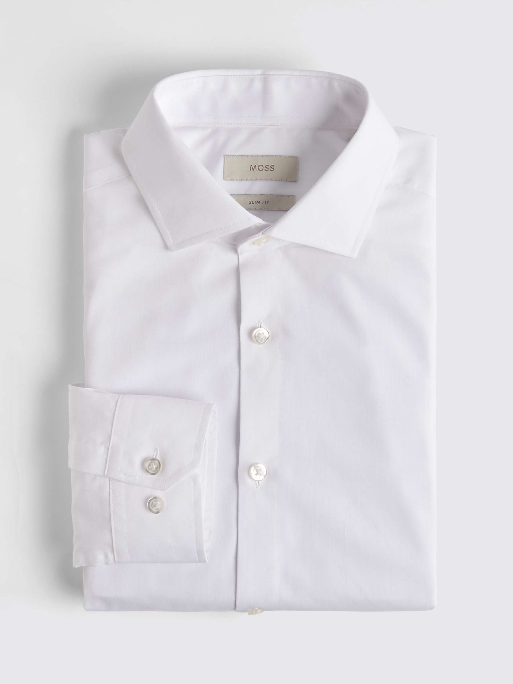 Buy Moss Slim Poplin Easy Care Shirt, White Online at johnlewis.com