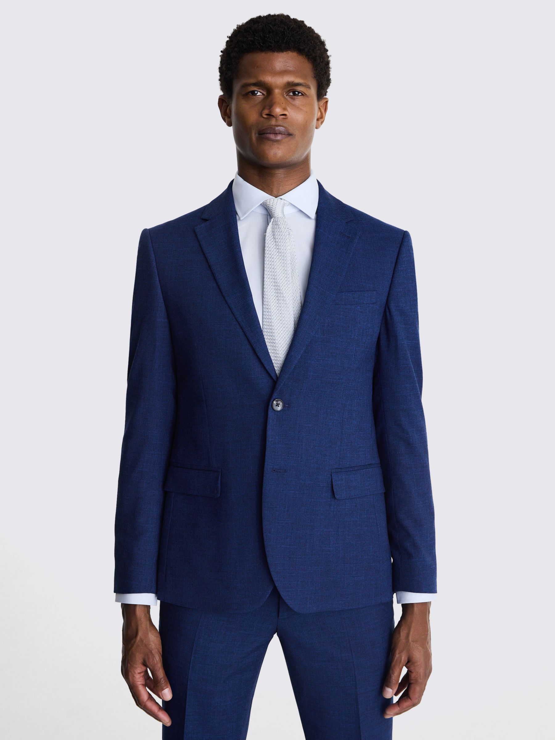 Moss Slim Fit Slub Suit Jacket, Blue at John Lewis & Partners