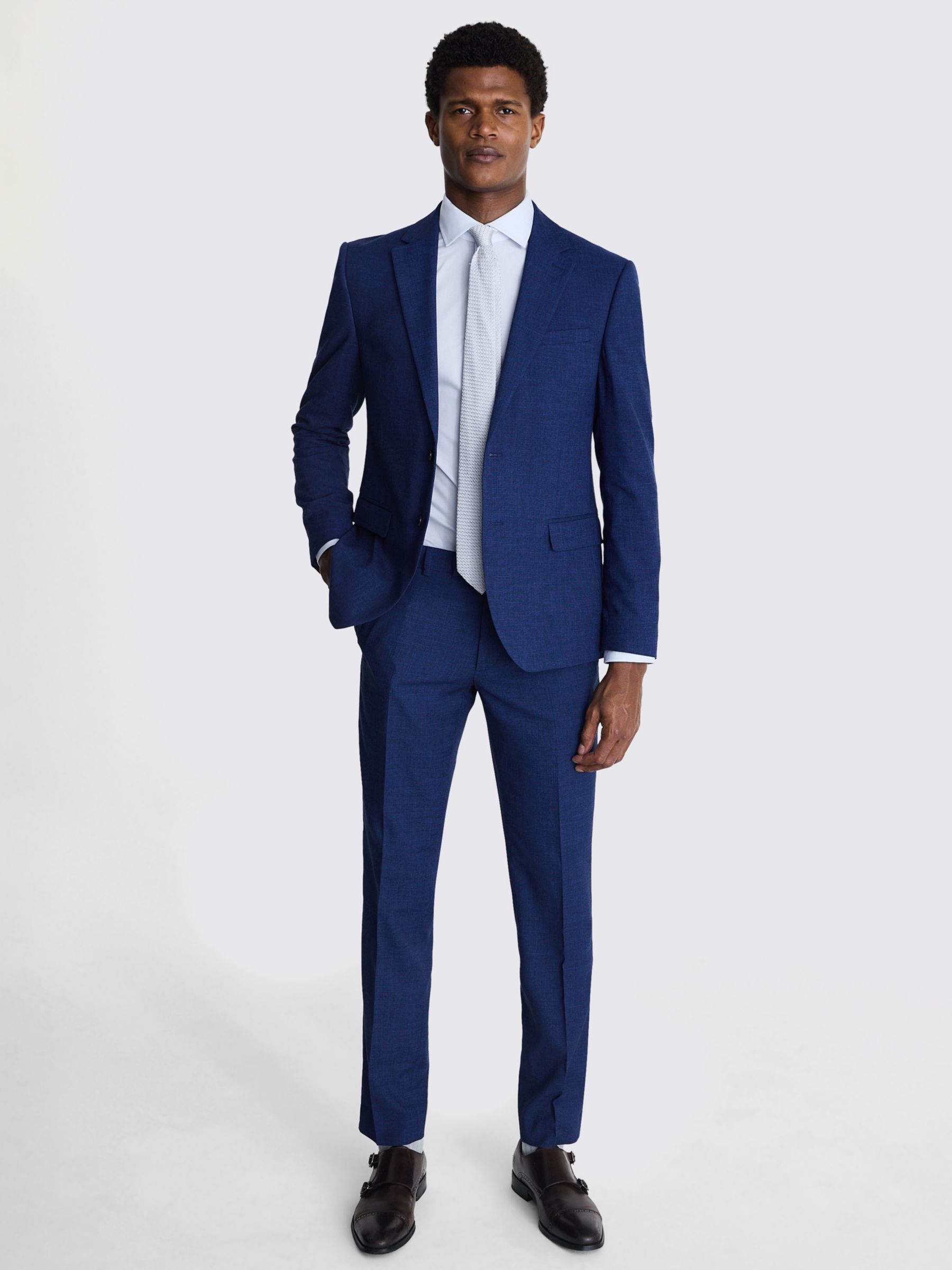 Buy Moss Slim Fit Slub Suit Jacket, Blue Online at johnlewis.com