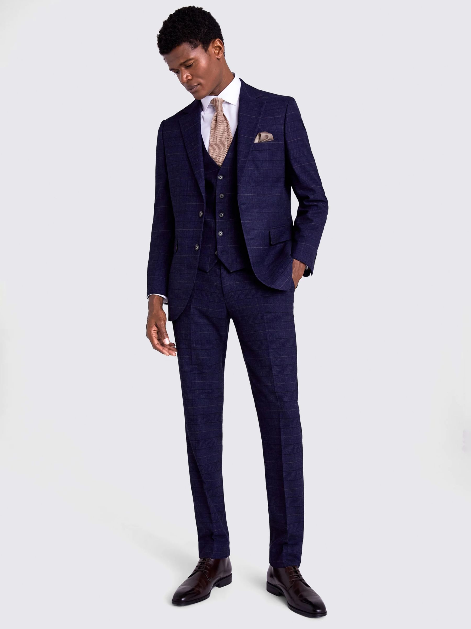 Moss Slim Fit Check Suit Jacket, Navy/Black, 34S