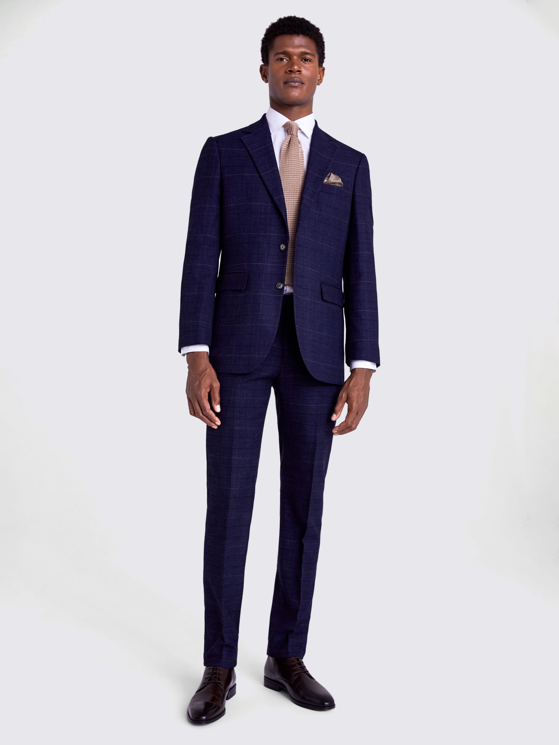 Moss Slim Fit Check Suit Jacket, Navy/Black at John Lewis & Partners