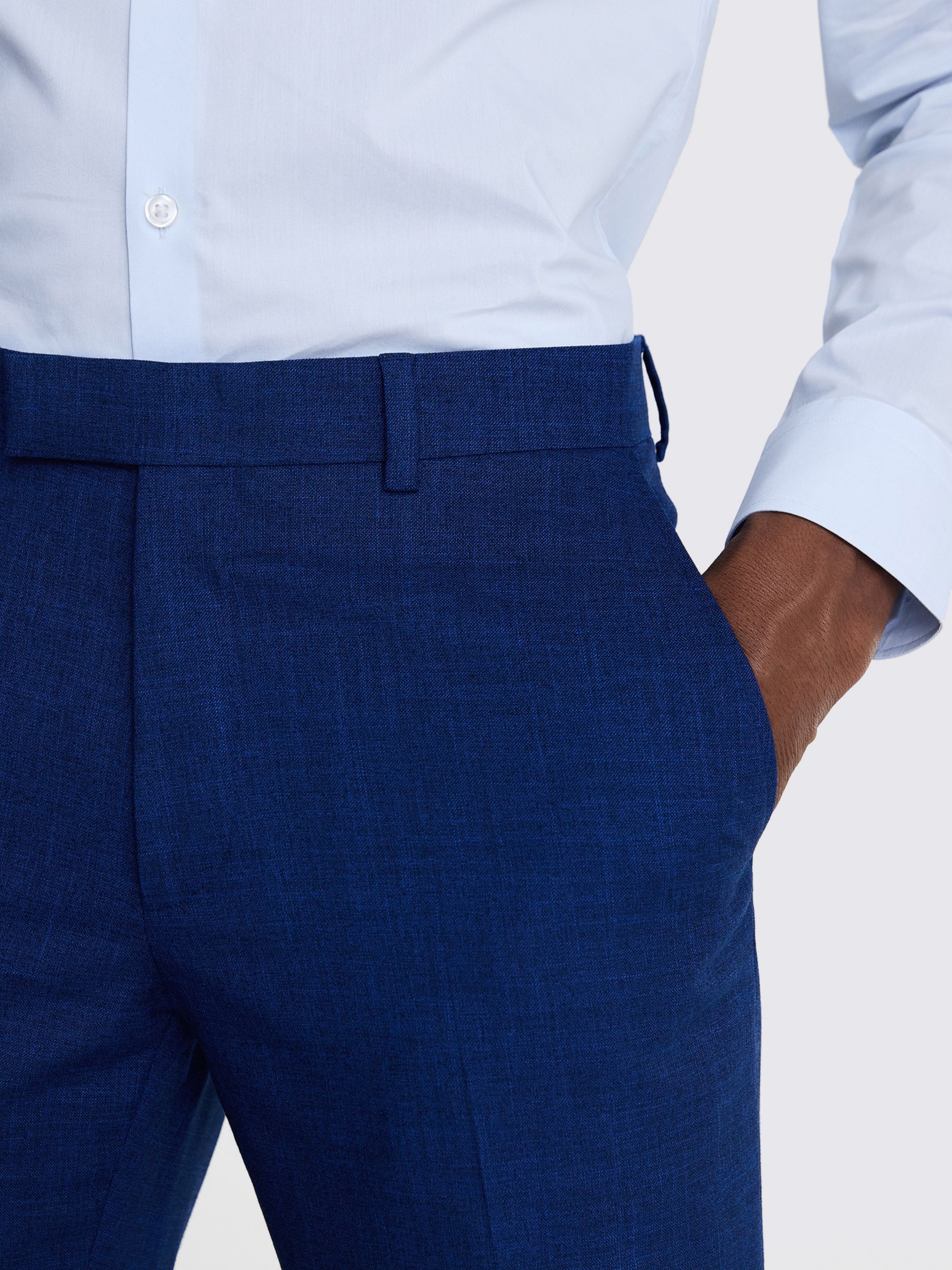 Buy Moss Slim Slub Suit Trousers, Blue Online at johnlewis.com