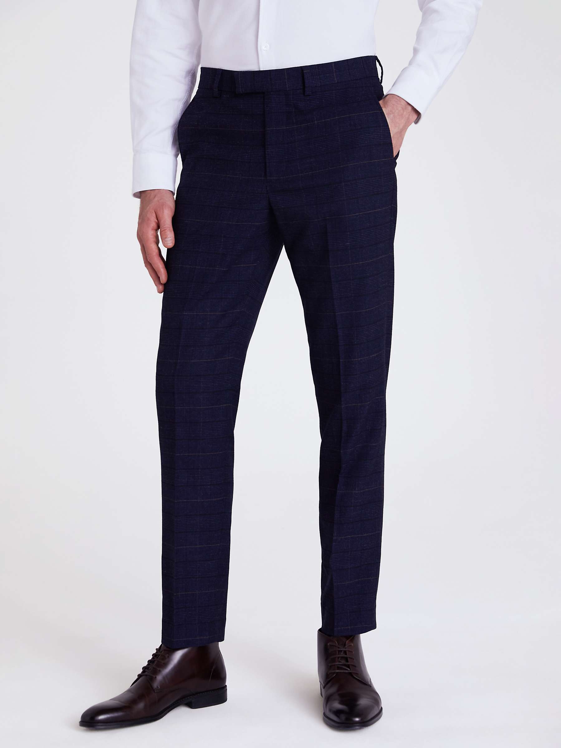 Buy Moss Slim Check Suit Trousers, Navy/Black Online at johnlewis.com
