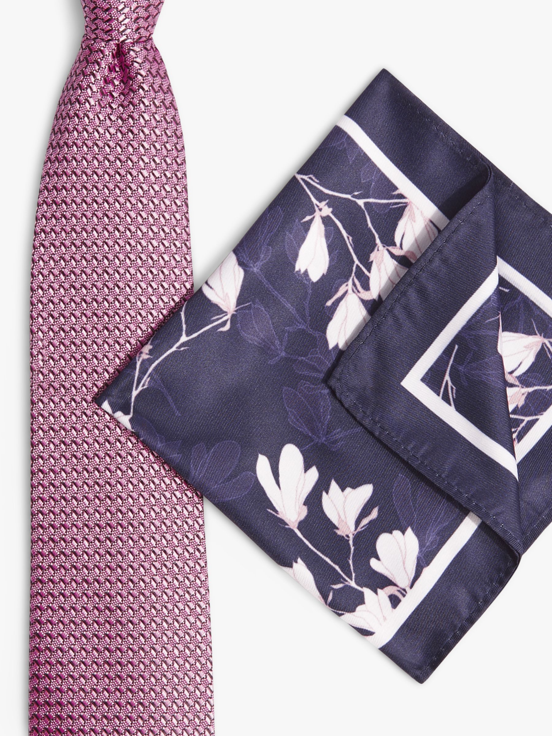 Moss Floral Tie & Pocket Square Set, Pink/Multi