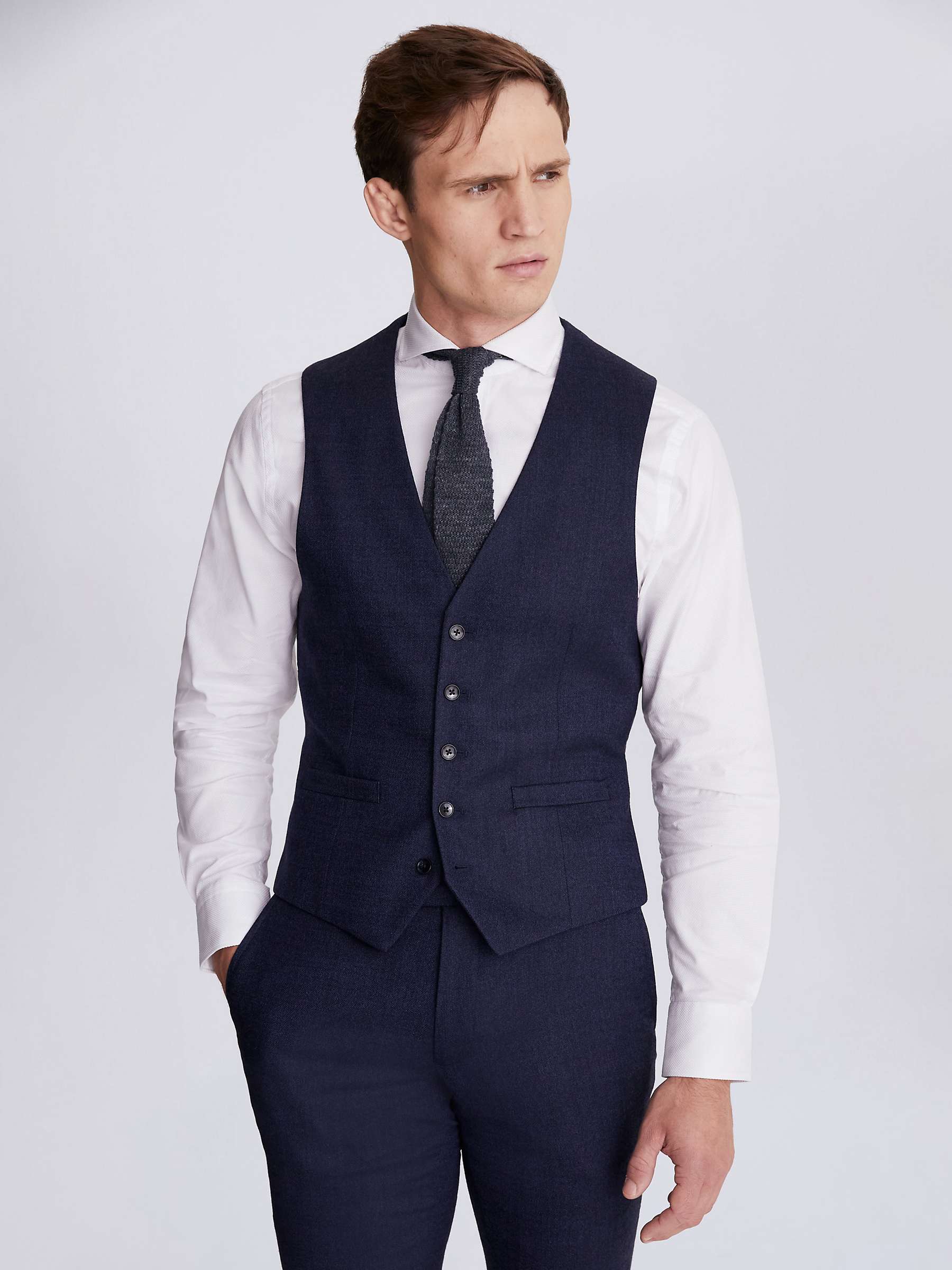 Buy Moss Skinny Fit Twisted Texture Waistcoat, Blue Online at johnlewis.com