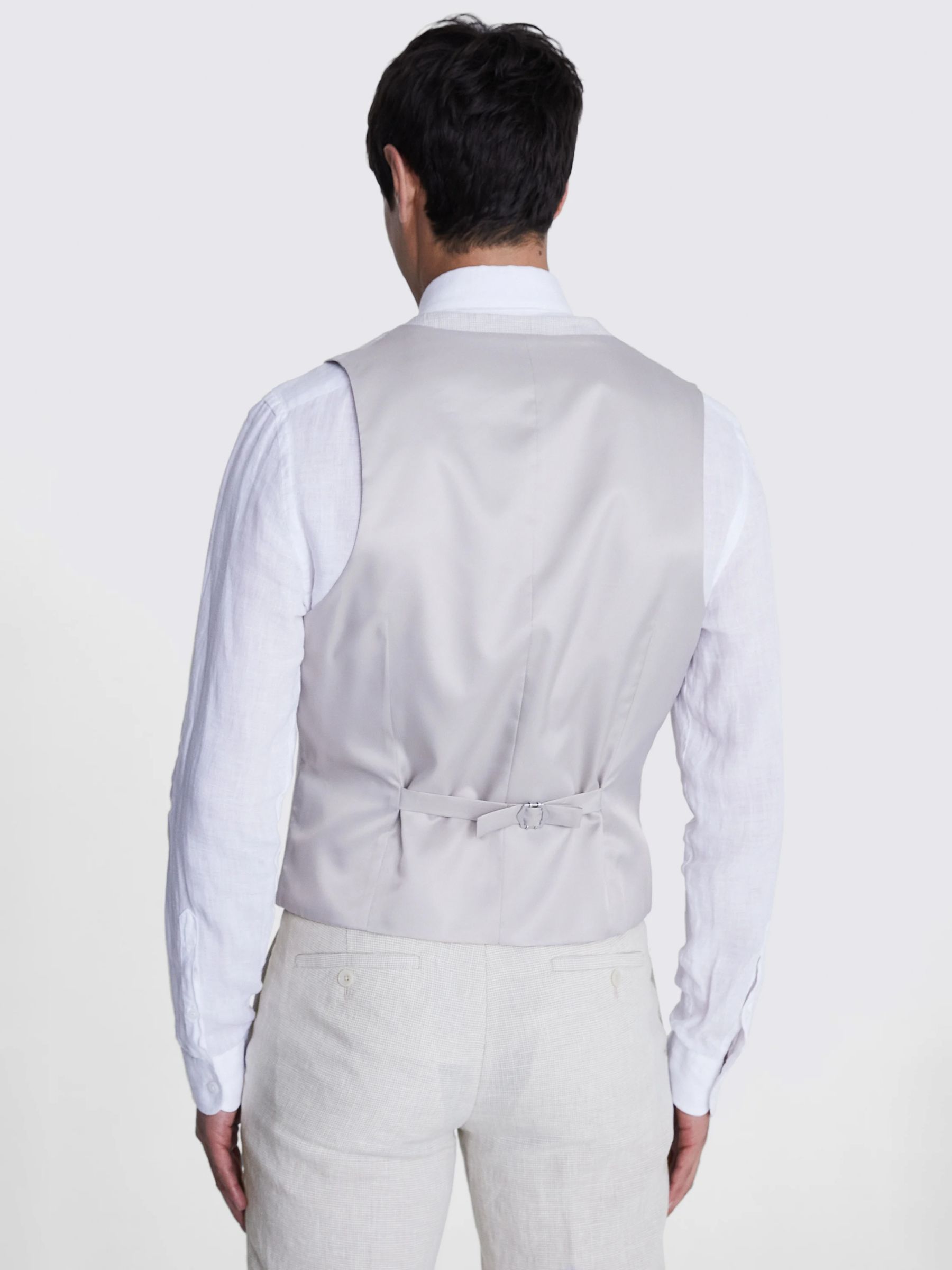 Buy Moss Linen Blend Slim Fit Horseshoe Waistcoat, Stone Online at johnlewis.com