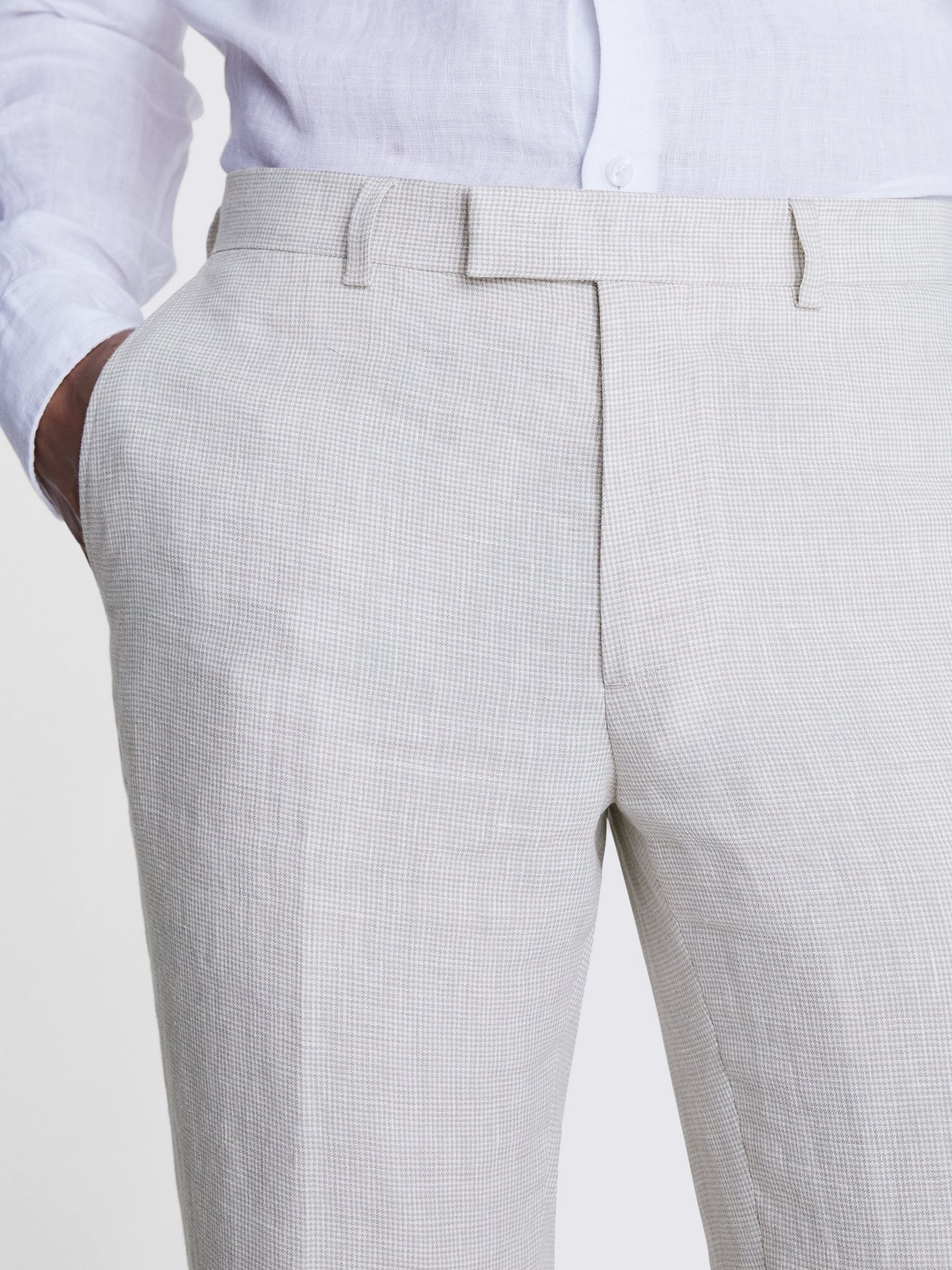 Buy Moss Slim Fit Puppytooth Trousers, Stone Online at johnlewis.com