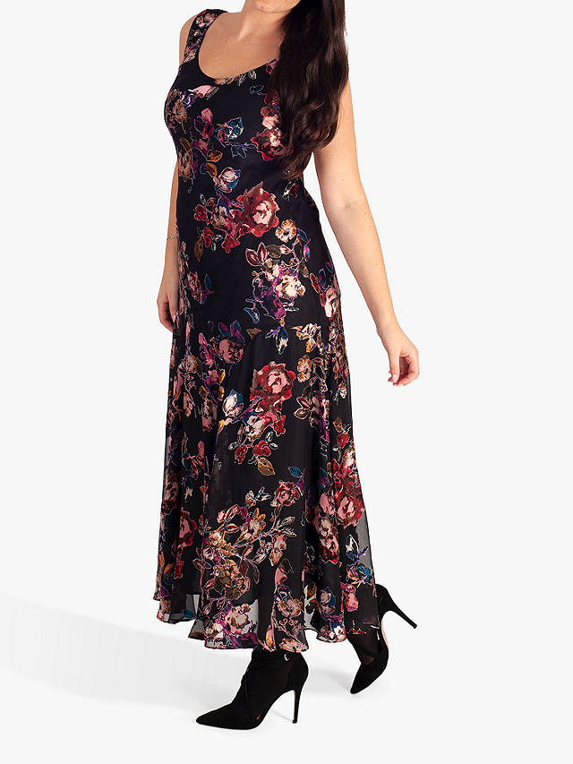 chesca Floral Devoree Maxi Dress, Black/Multi