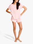 Chelsea Peers Wellness Soft Rib Classic Short Pyjama Set, Pink Blush