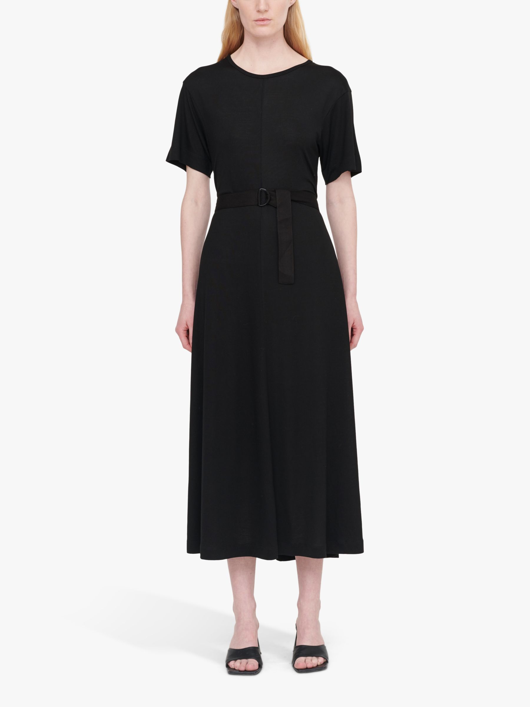 Ninety Percent Rose Plain Midi Dress, Black at John Lewis & Partners