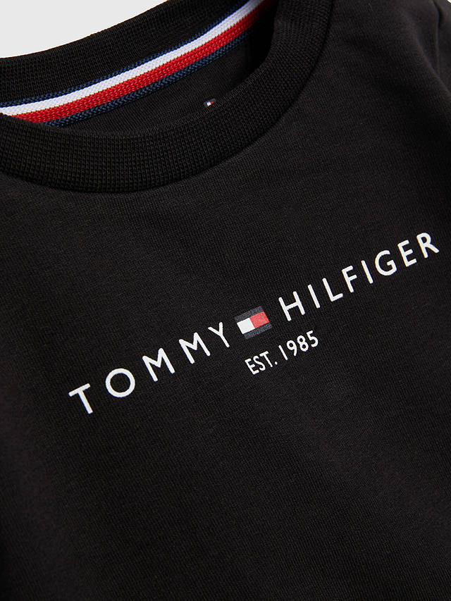 Tommy Hilfiger Baby Essential Logo Crew Neck Sweatshirt and Joggers Set, Black