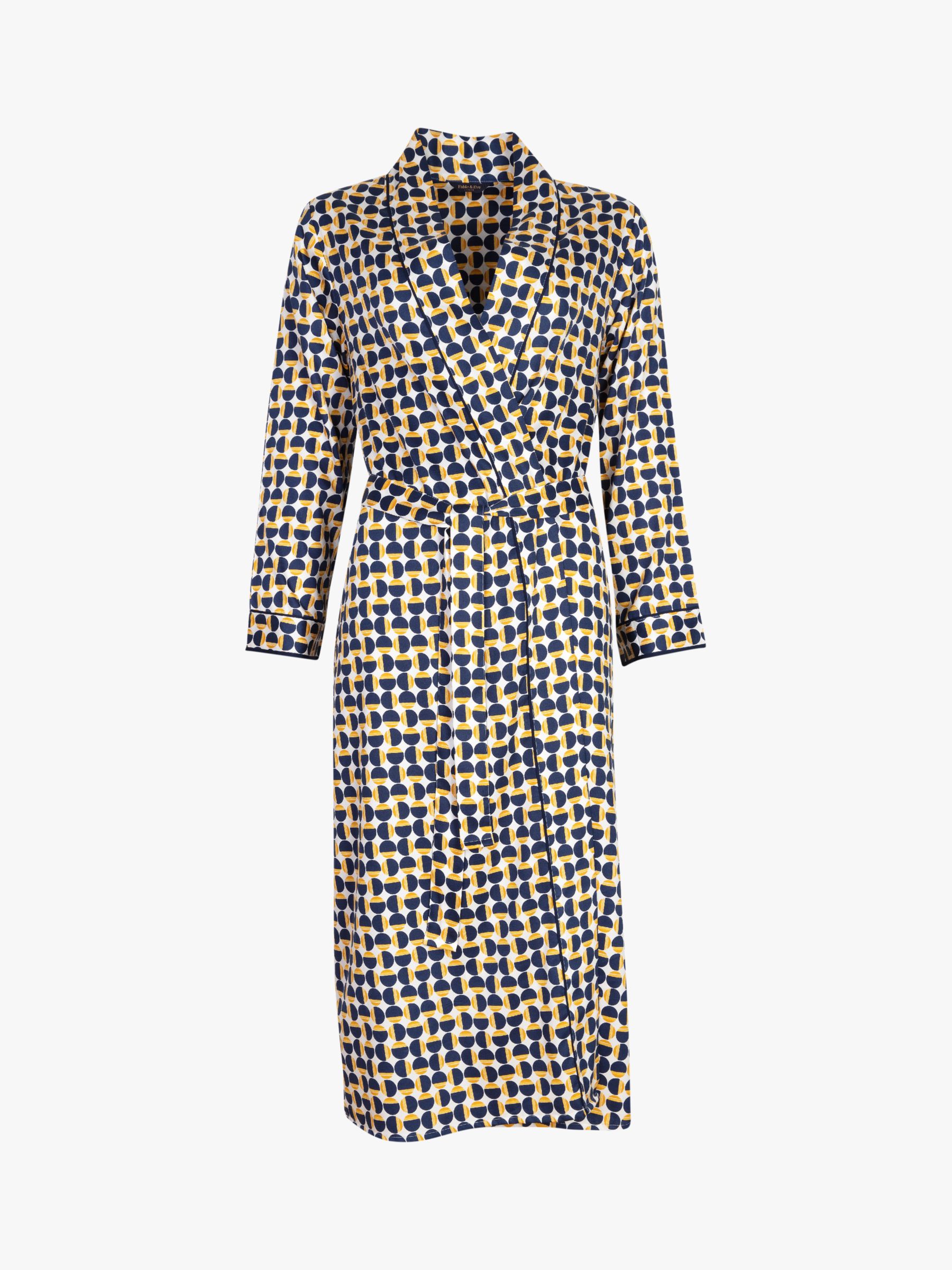 Fable & Eve Chelsea Geometric Long Dressing Gown, Blue/Multi