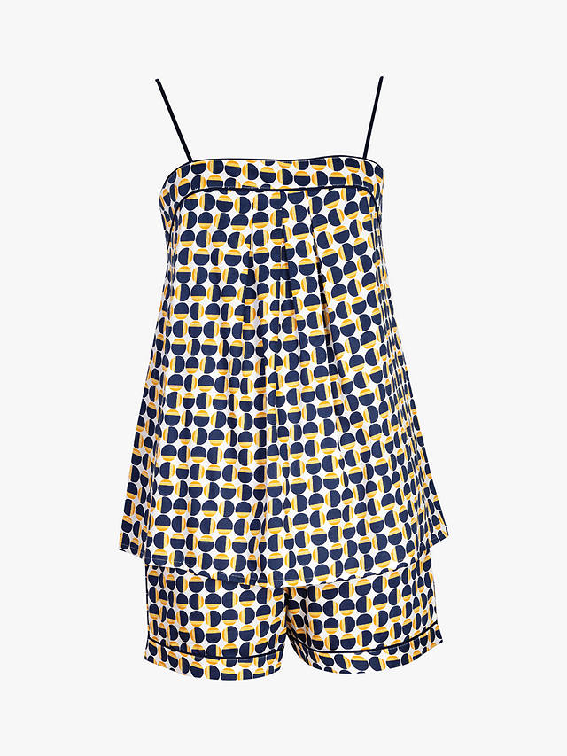 Fable & Eve Chelsea Geometric Cami Shorts Pyjama Set, Blue/Multi