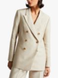 Ted Baker Darlon Cotton Linen Blend Double Breasted Jacket, Ivory