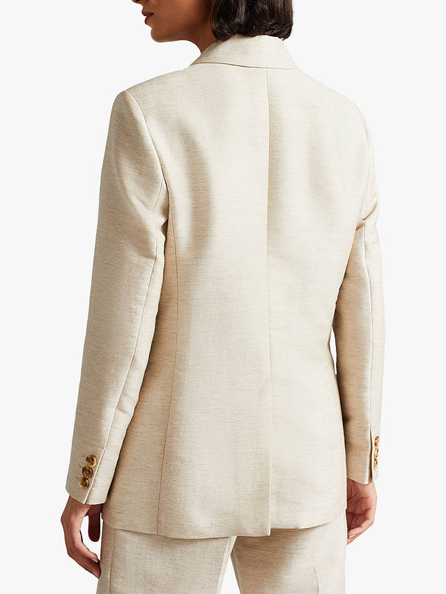 Ted Baker Darlon Cotton Linen Blend Double Breasted Jacket, Ivory