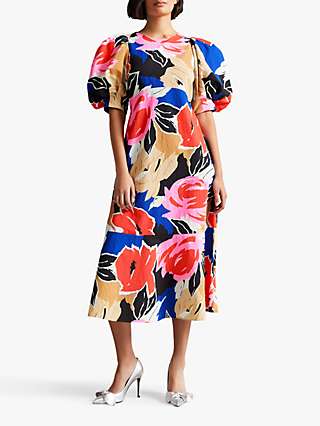 Ted Baker Harpia Floral Print Midi Dress, Multi
