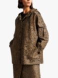Ted Baker Neina Sport Animal Jacquard Hooded Jacket, Black/Brown