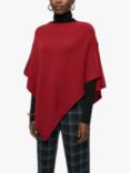 Jigsaw Wool and Cashmere Blend Open Poncho, Red