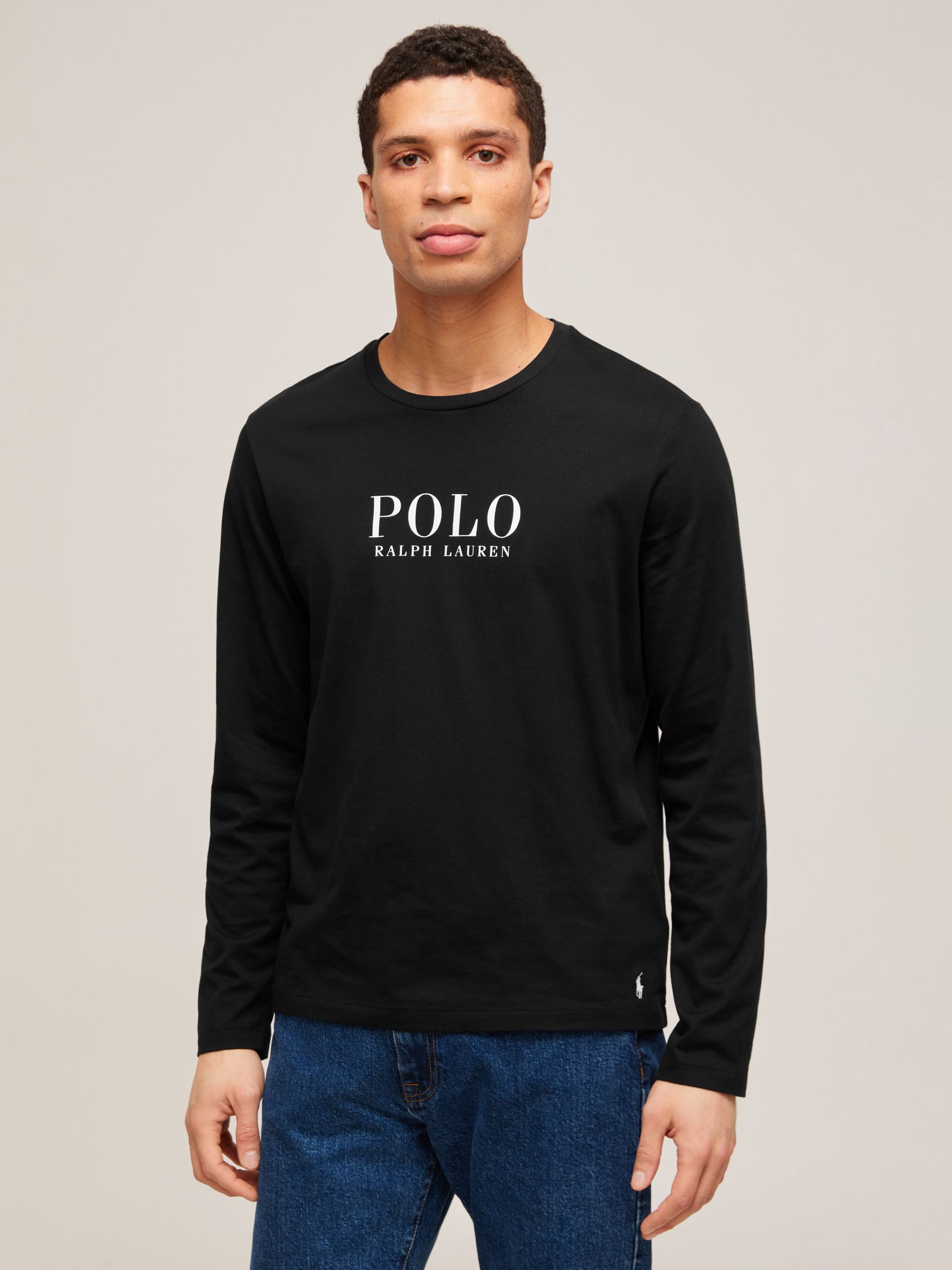 Polo Ralph Lauren Cotton Crew Neck Long Sleeve Lounge Top, Black