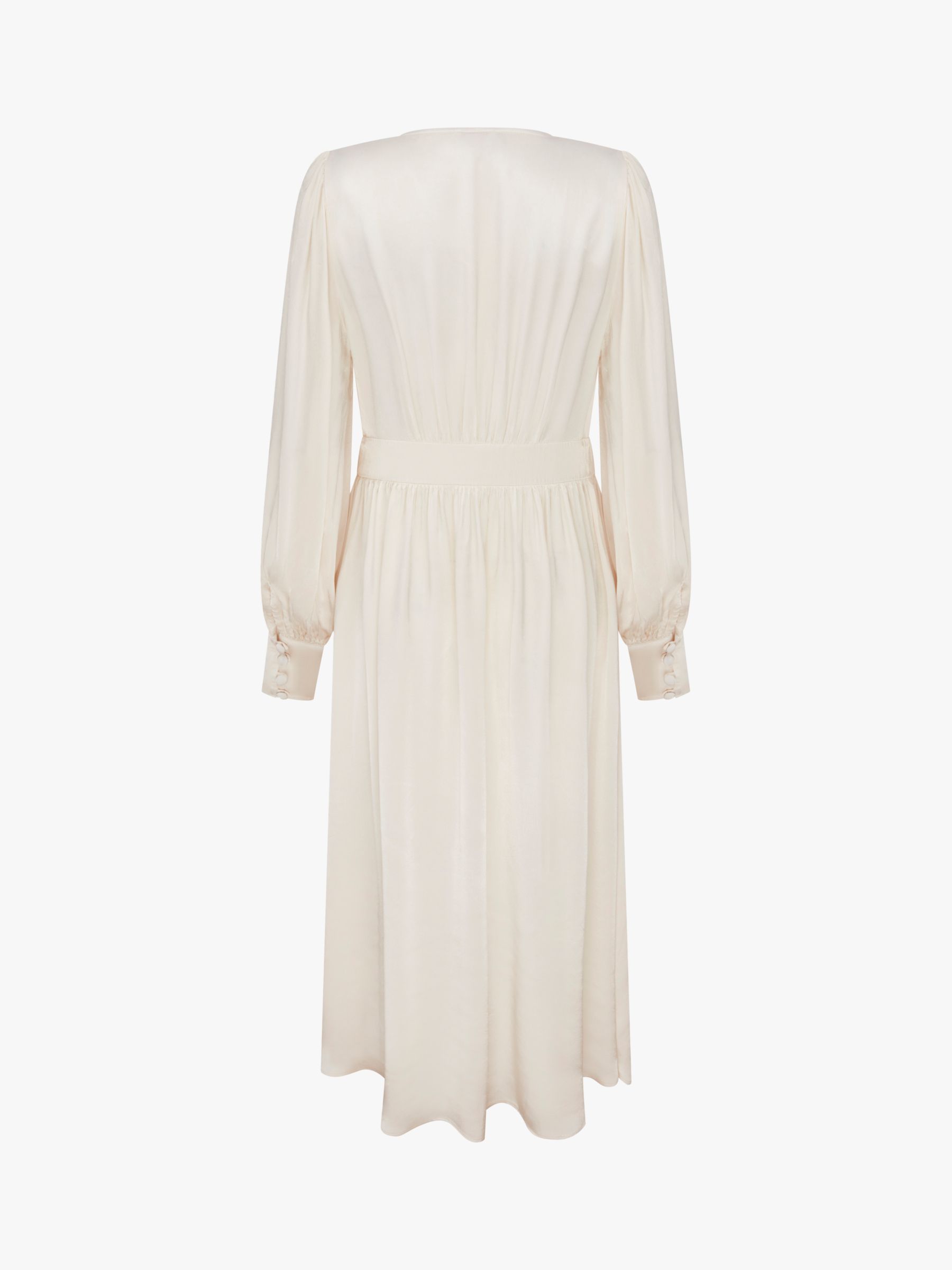 Ghost Letita Satin Midi Dress, Ivory at John Lewis & Partners