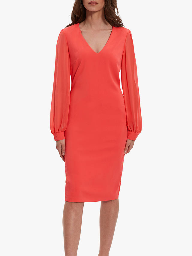 Gina Bacconi Lenuta Crepe Dress, Orange/Red