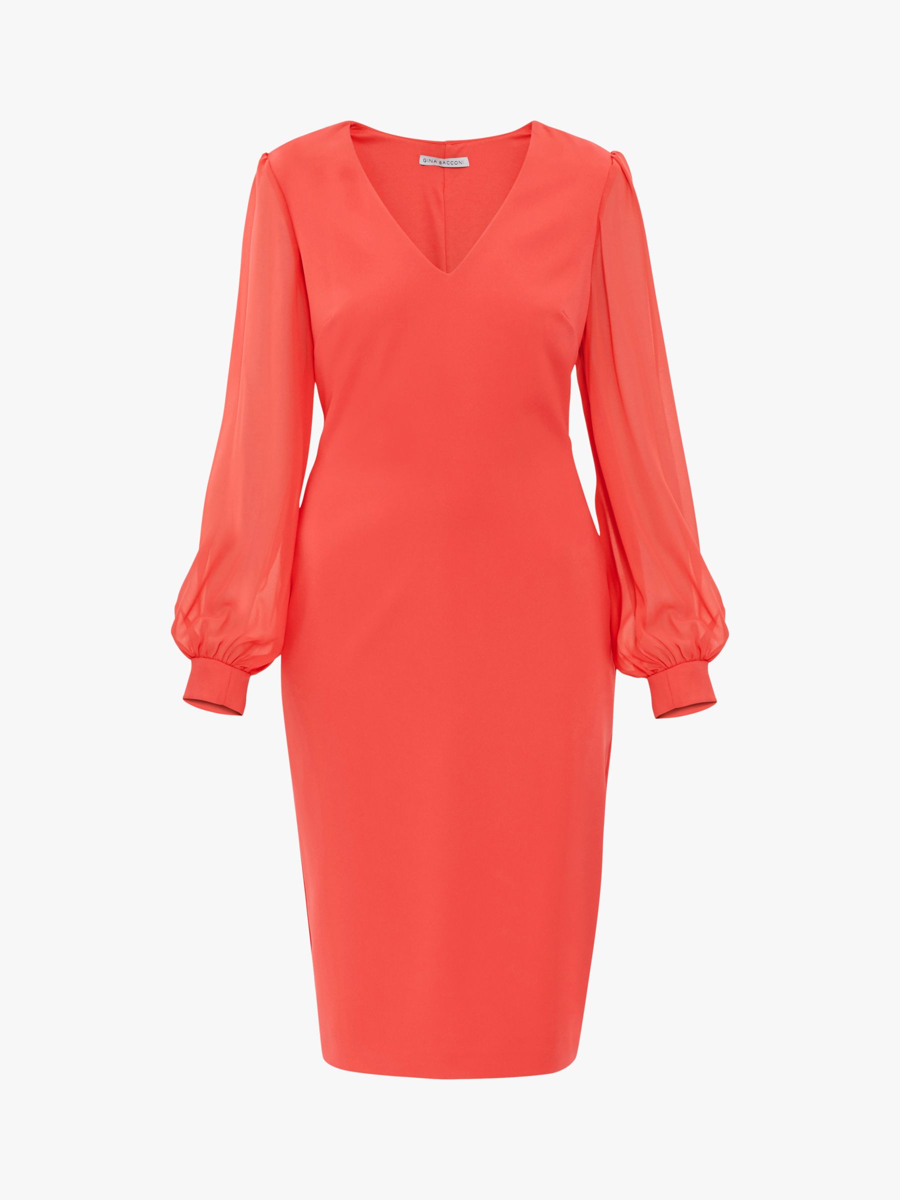 Gina Bacconi Lenuta Crepe Dress, Orange/Red at John Lewis & Partners