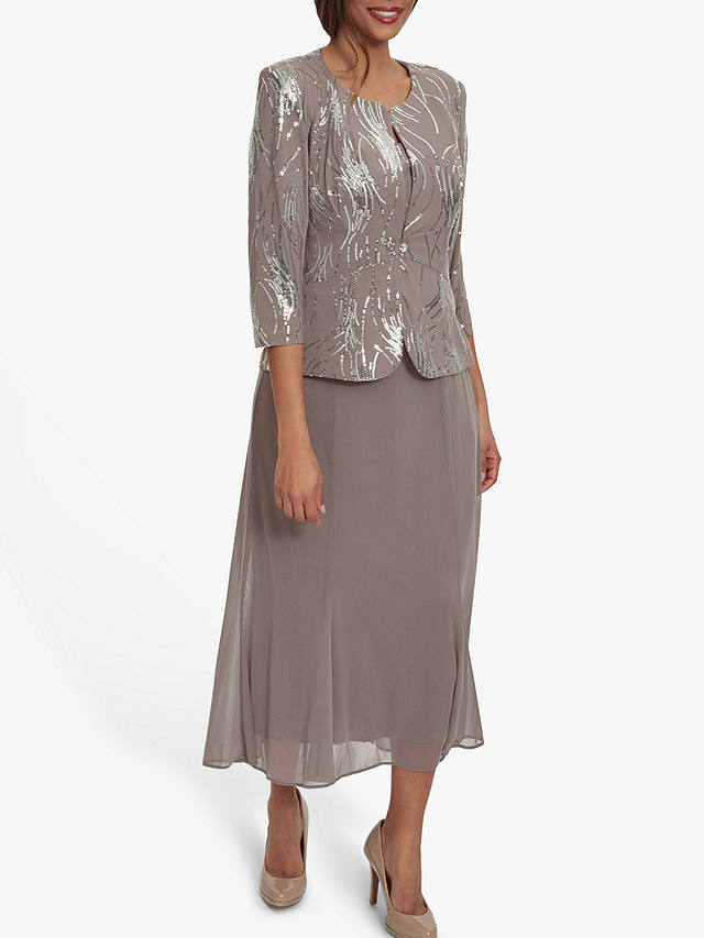 Gina Bacconi Karyn Sequin Jacket And Dress, Pewter