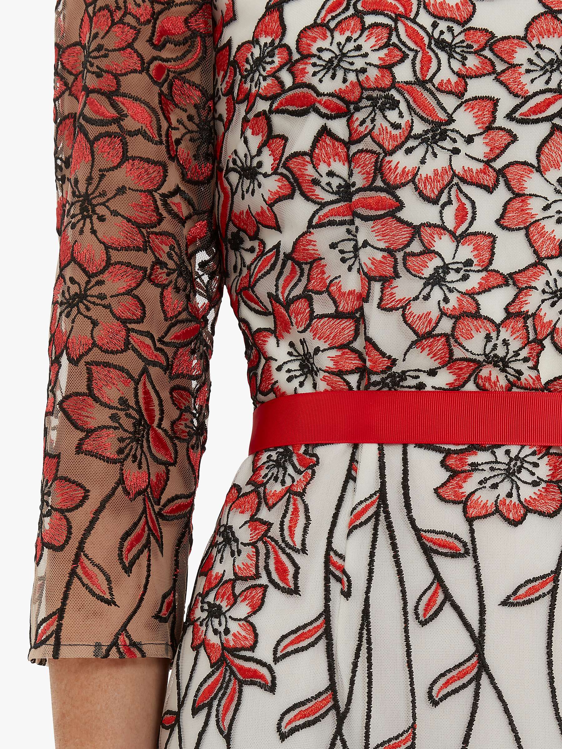 Buy Gina Bacconi Ragna Embroidered Dress, Red/Black Online at johnlewis.com