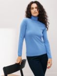 John Lewis Cashmere Roll Neck Sweater, Mid Blue