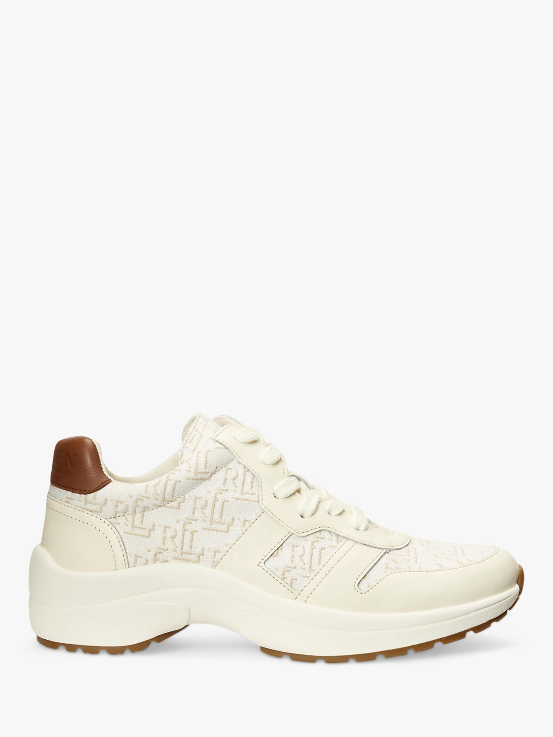Ralph Lauren Rylee Monogram Jacquard Trainers Vanilla 7 female Upper: cotton, polyester, leather, Sole: rubber, Lining: polyurethane, leather