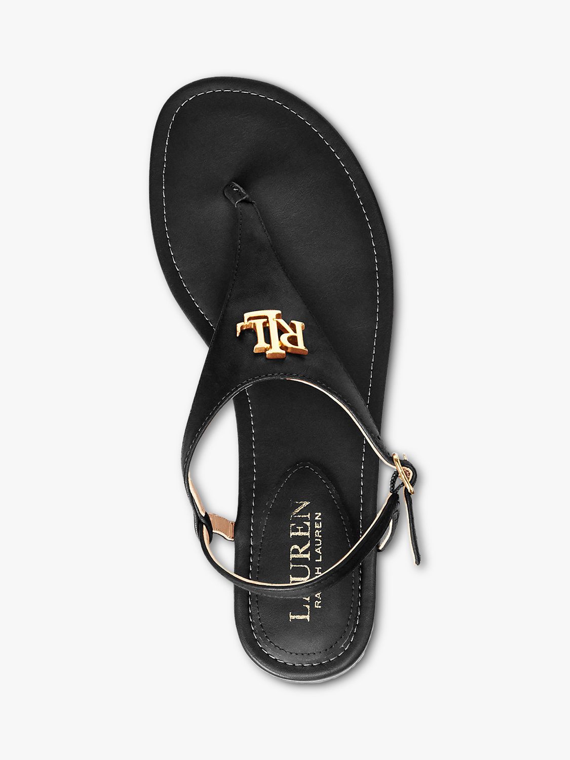 Lauren Ralph Lauren Ellington Leather Sandals, Black at John Lewis &  Partners