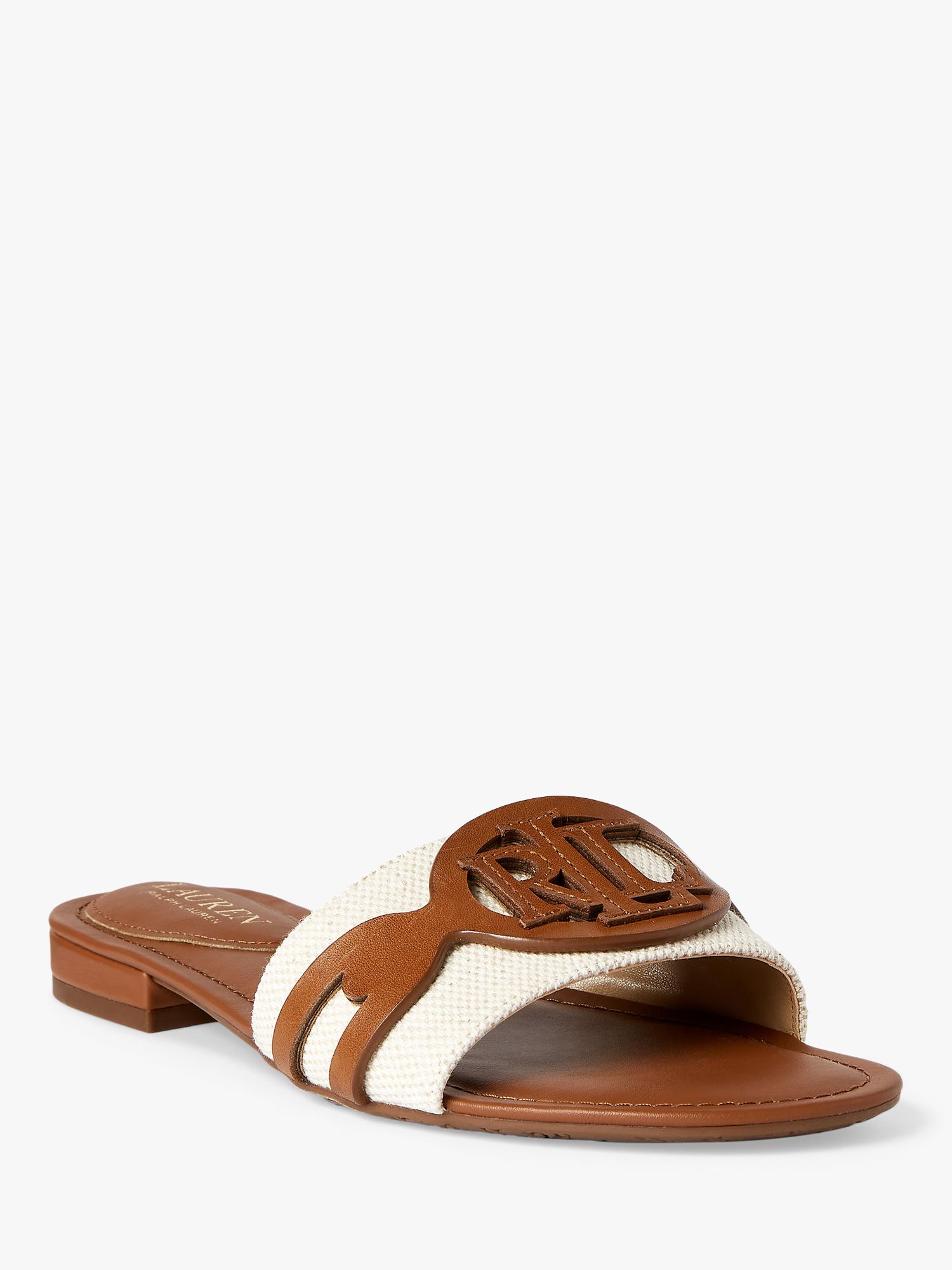 Lauren Ralph Lauren Allegra Slider Sandals, Natural/Tan at John Lewis ...