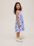 John Lewis & Partners Kids' Floral Leaf Jersey Dress, Blue