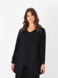 Live Unlimited Curve Ribbed Trim Slouch Cardigan, Black