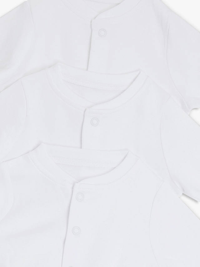 John Lewis Baby GOTS Organic Cotton Long Sleeve Sleepsuit, Pack of 5, White